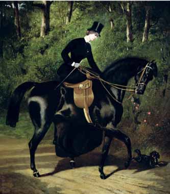 Painting Code#5790-Dedreux, Alfred(France) - The Rider, Kipler, on Her Black Mare