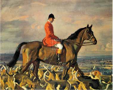 Painting Code#5818-Munnings, Sir Alfred James(UK) - Portrait Of Major T. Bouch With The Belvoir Hounds