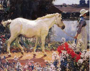 Painting Code#5823-Munnings, Sir Alfred James(UK) - The Path To The Orchard