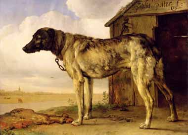 Painting Code#5837-Paulus Potter - Dog on a Chain