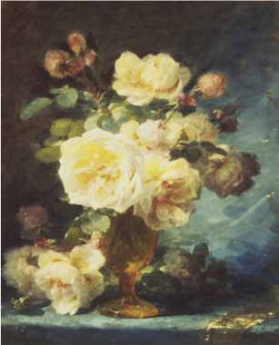 Painting Code#6020-Andre Perrachon - Roses in a Vase