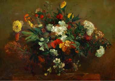 Painting Code#6034-Delacroix, Eugene - Flowers