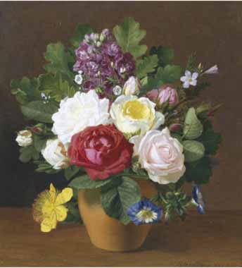Painting Code#6047-Ottesen, Otto Didrik(Denmark) - Still Life of Summer Flowers