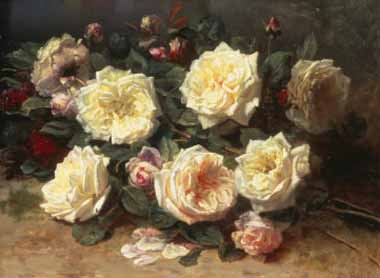 Painting Code#6089-Robie, Jean-Baptiste(Belgium) - Pink and Yellow Roses