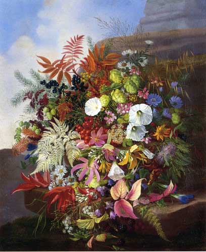 Painting Code#6096-Adelheid Dietrich - Autumn Still Life with Blackberries 