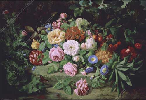 Painting Code#6138-Antoine Berjon - A Still Life of Summer Flowers