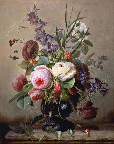 Painting Code#6150-Hans Hermann - A Still Life of Summer Flowers