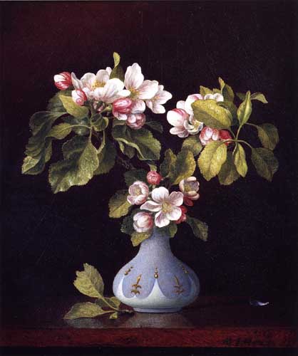 Painting Code#6160-Martin Johnson Heade - Apple Blossoms in a Vase
