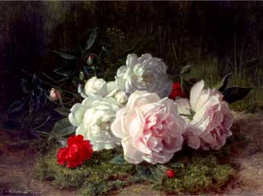 Painting Code#6210-Jules Medard - Roses on a Mossy Bank