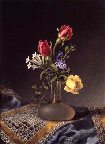 Painting Code#6218-Martin Johnson Heade - Flowers in a Frosted Vase