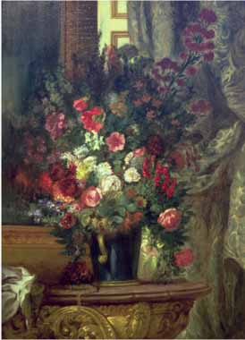 Painting Code#6230-Delacroix, Eugene - Vase of Flowers