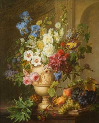 Painting Code#6232-Gerard Van Spaendonck - Flowers in An Alabaster