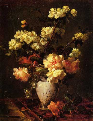 Painting Code#6240-Antoine Vollon - Peonies and Apple Blossoms in a Chinese Vase