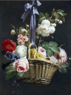 Painting Code#6243-Antoine Berjon - Romantic Basket of Flowers