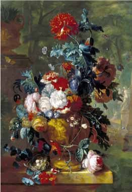 Painting Code#6263-Huysum, Jan Van - Rich Still Life of Flowers