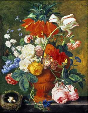Painting Code#6264-Huysum, Jan Van - Vase of Rich Summer Flowers