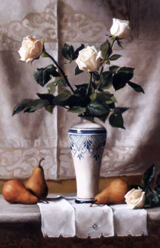 Painting Code#6274-Hyde, Maureen(USA): Still Life with White Roses