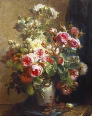 Painting Code#6278-Jean-etienne Maisiat - Vase of Flowers