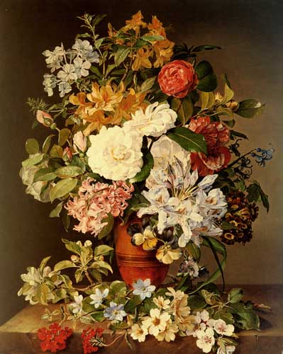 Painting Code#6299-Koudelka-Schmerling, Pauline(Austria): Still life with flowers