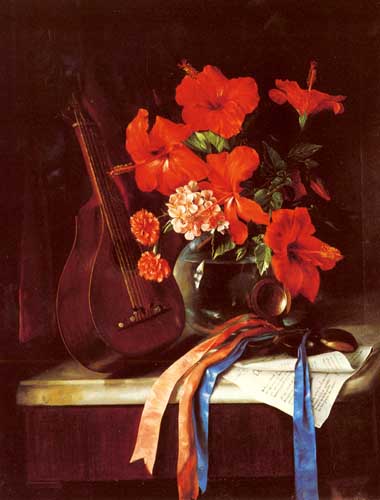 Painting Code#6311-Murillo, Jose Maria Bracho y(Spain): Still Life With Mandolin And Castagnets