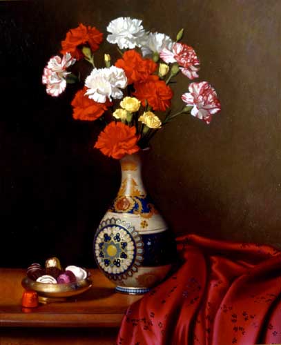 Painting Code#6317-Richards, Kirk(USA): Carnations and Chocolates