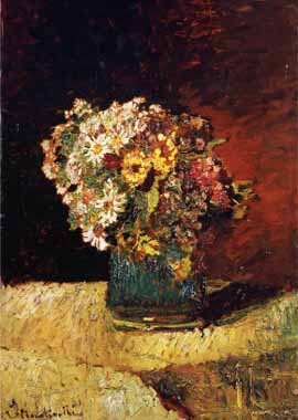 Painting Code#6323-Adolphe Monticelli - A Vase of Flowers