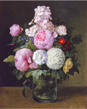 Painting Code#6331-Carl Moller - Still Life of Pink Roses
