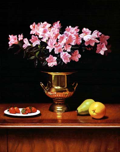 Painting Code#6333-Kirk Richards: Azaleas In A Brass Planter