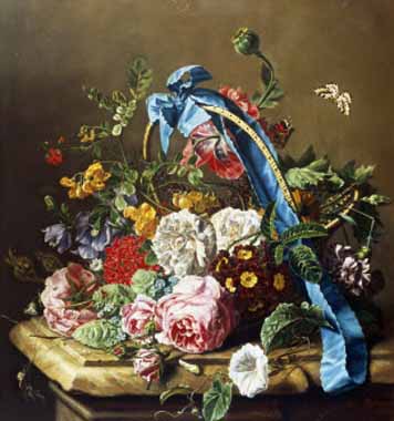 Painting Code#6336-Elie Robin - Basket of Summer Flowers