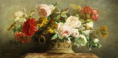 Painting Code#6340-Jean-Marie Regnier - Basket of Pretty Flowers