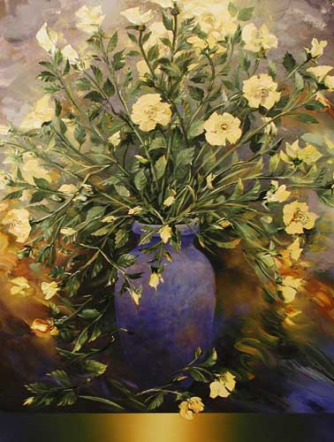 Painting Code#6347-Yellow Flowers in a Blue Vase