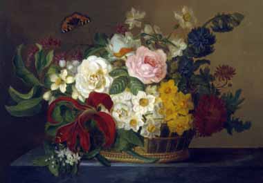 Painting Code#6348-Lucius Van Stipriaan - Still Life of Spring Flowers