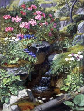 Painting Code#6351-Otto Ottesen - Alpine Flowers by a Stream