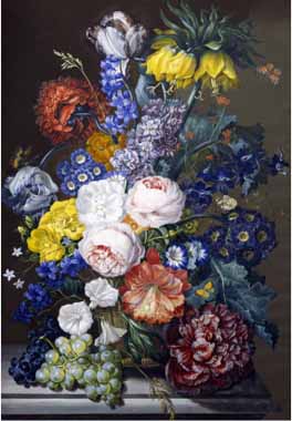 Painting Code#6357-Sebastian Wegmayr - Rich Still Life of Summer Flowers