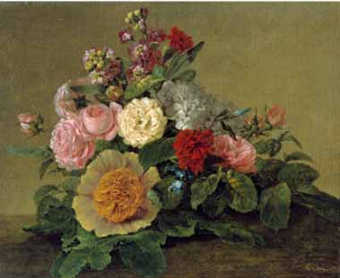 Painting Code#6365-Georg Friedrich Kersting - Still Life with Flowers