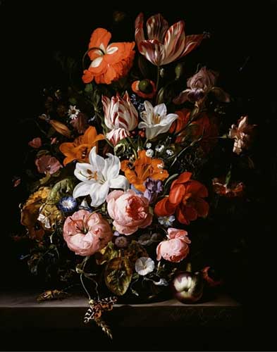 Painting Code#6370-Rachel Ruysch - Flowers in a Glass Vase