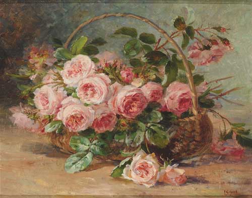 Painting Code#6389-L.Sheel - Rose Petals in the Basket
