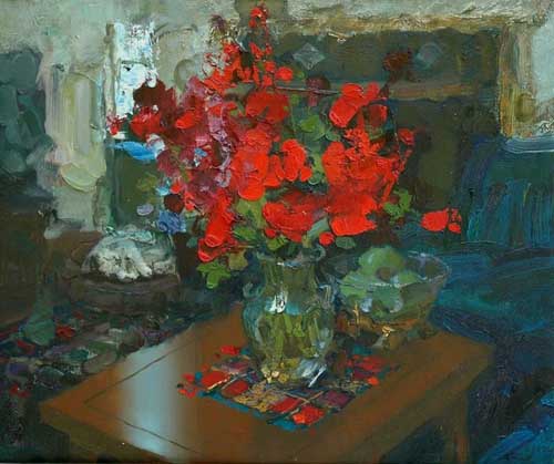 Painting Code#6426-Zhang Jing Sheng - A red bouquet