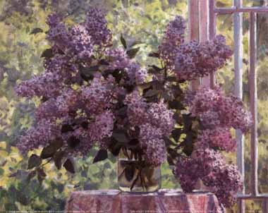 Painting Code#6431-Boris Nicolaiev - Lilacs by the Window
