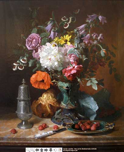 Painting Code#6443-David Noter - Still Life with Flowers and Fruit