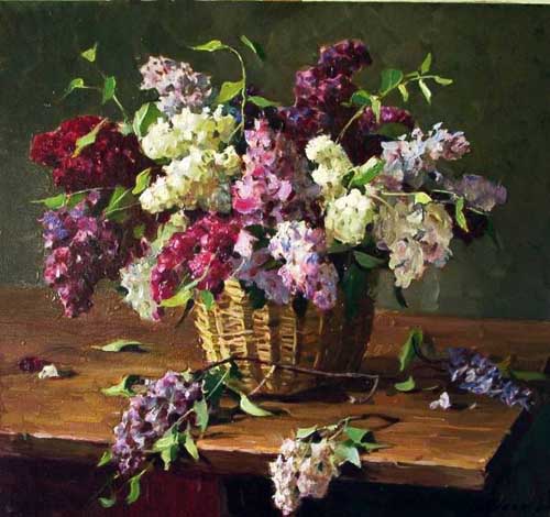 Painting Code#6446-Floral Still Life in a Basket