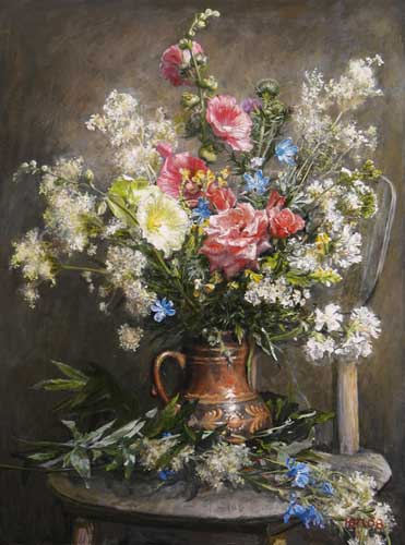 Painting Code#6448-Pantsyrev Yuri N.- A bouquet of roses and mallow