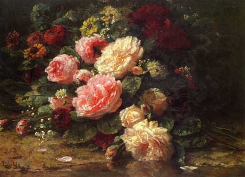 Painting Code#6452-Robie, Jean-Baptiste(Belgium) - Floral Still Life