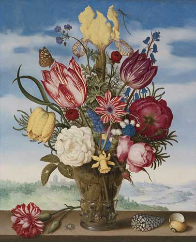Painting Code#6458-Ambrosius Bosschaert - Bouquet of Flowers on a Ledge