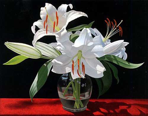 Painting Code#6460-Brian Davis: White Lilies in Soho