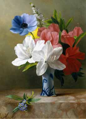 Painting Code#6466-Arantina Arendsen - Flowers in a Blue Vase