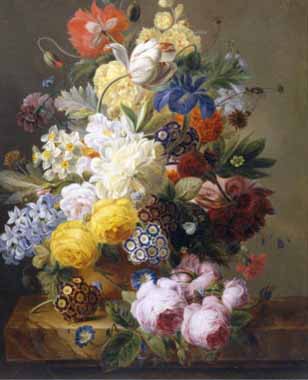 Painting Code#6472-Elise Bruyere - Still Life of Summer Flowers