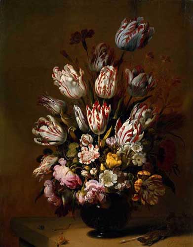 Painting Code#6478-Hans Bollongier - Still Life with Flowers