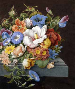 Painting Code#6484-J. Kray - Still Life with Flowers
