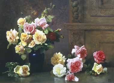 Painting Code#6512-Olaf Hermansen - Still Life of Roses